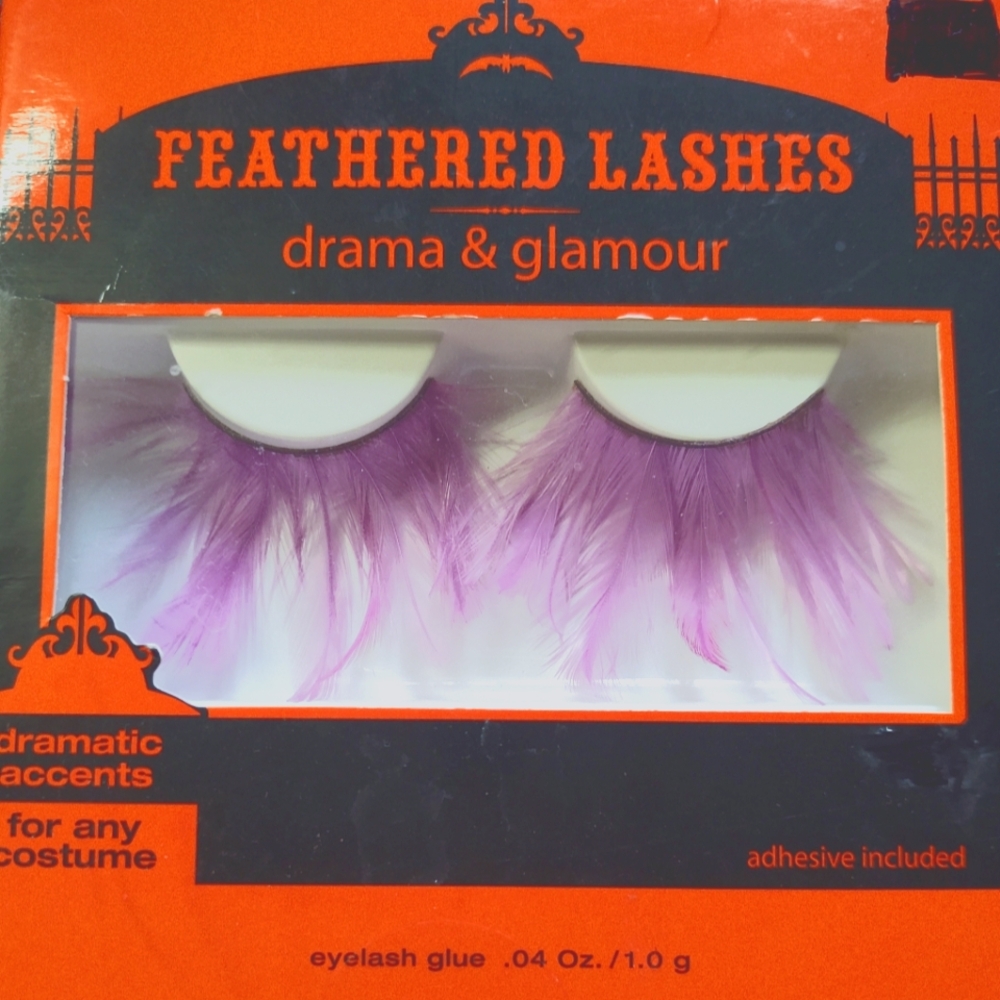 Eyelashes including Glue Pink Feathered False Eyelashes brand new in box